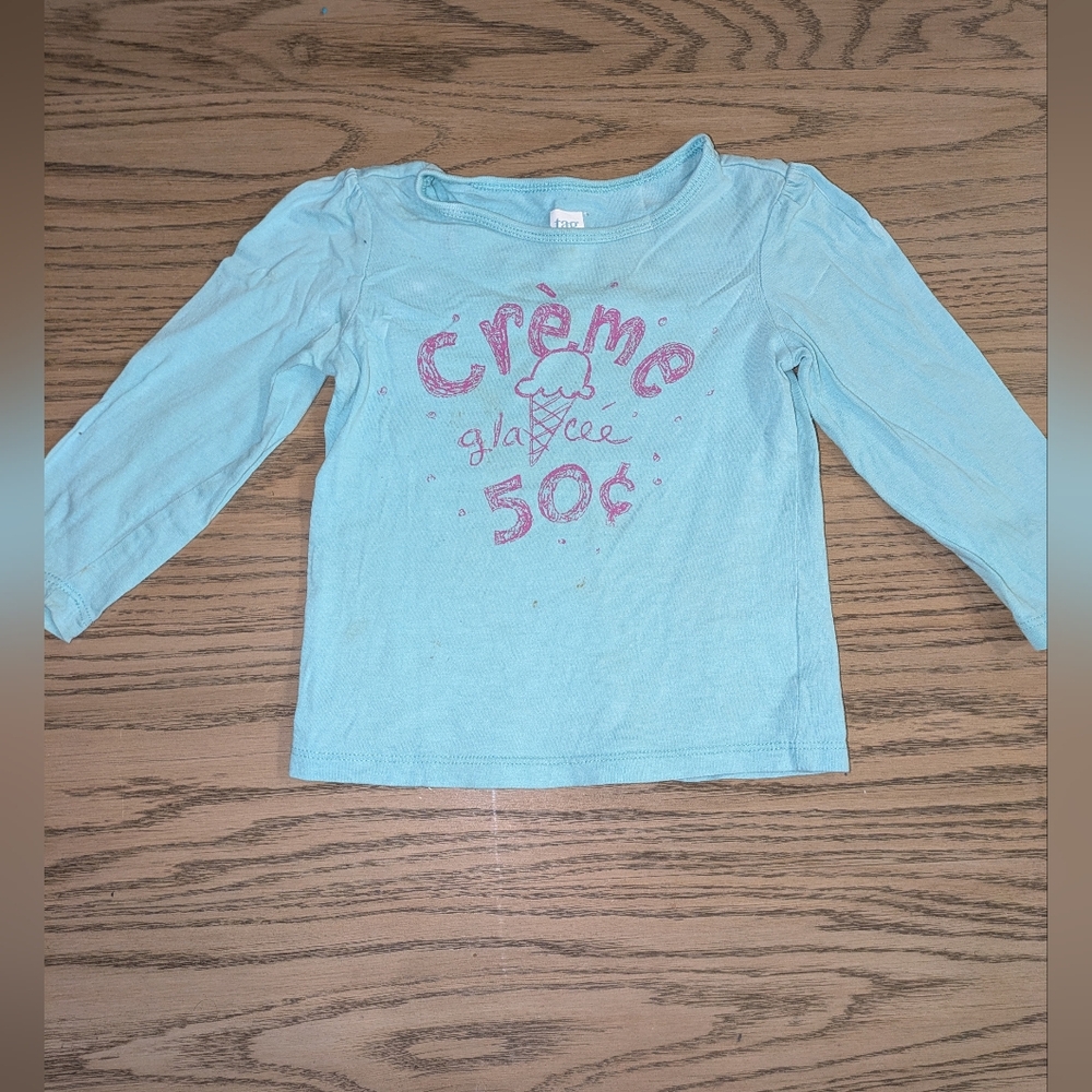 Free Add On Tag Light Blue Long Sleeve Tee with Pink Print